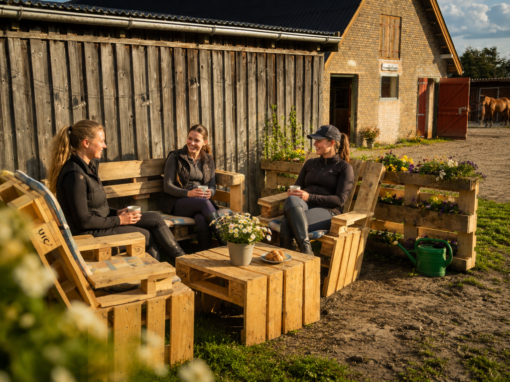 Ryttere i samtale ved Grangaardens stalde
